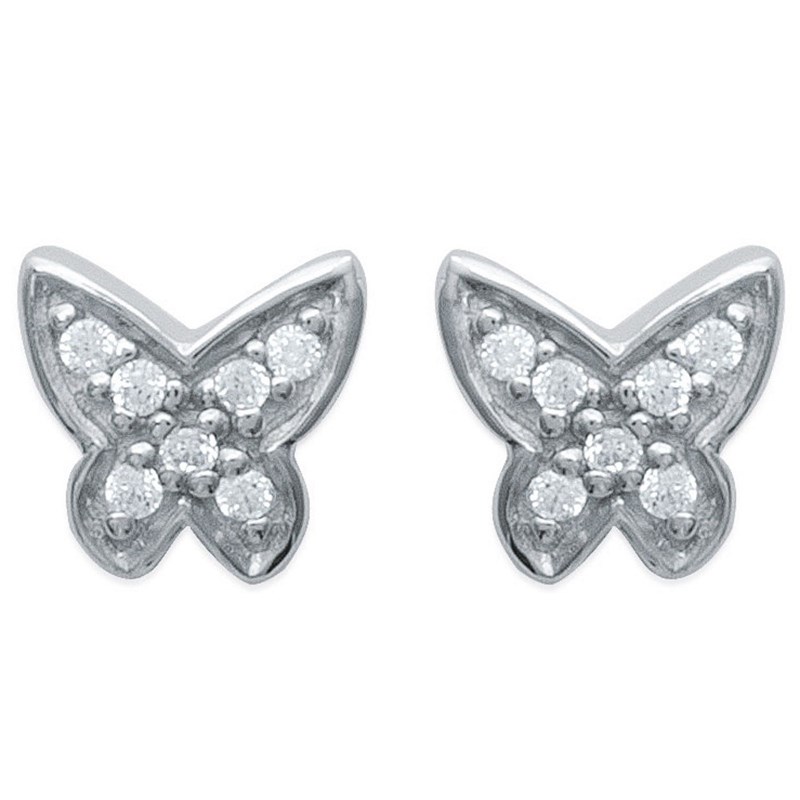 Boucles d'oreilles papillon oxyde de zirconium Argent 925 Rhodié