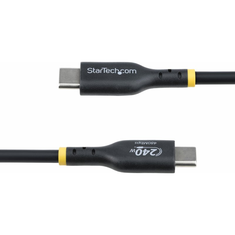 StarTech.com Câble de Charge USB-C de 3m, Charge et Synchronisation, 240W (5A) PD EPR, Câble de Charge USB 2.0 pour Ordinateur Portable, Certifié USB-IF , Gaine TPE - Cordon de Charge USB C Noir
