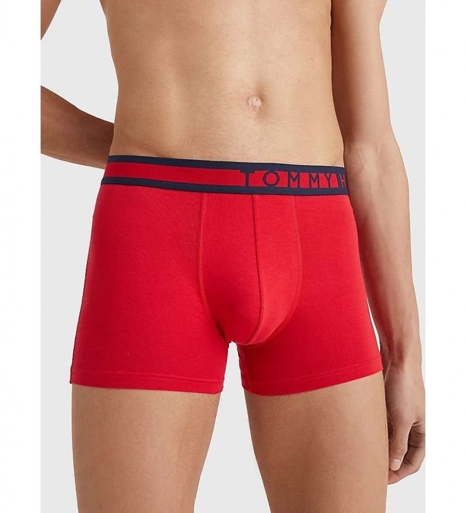 Conjunto de 3 Cuecas Boxer Tommy Hilfiger UM0UM012340XY Brancas, Vermelhas e Azul Marinho
