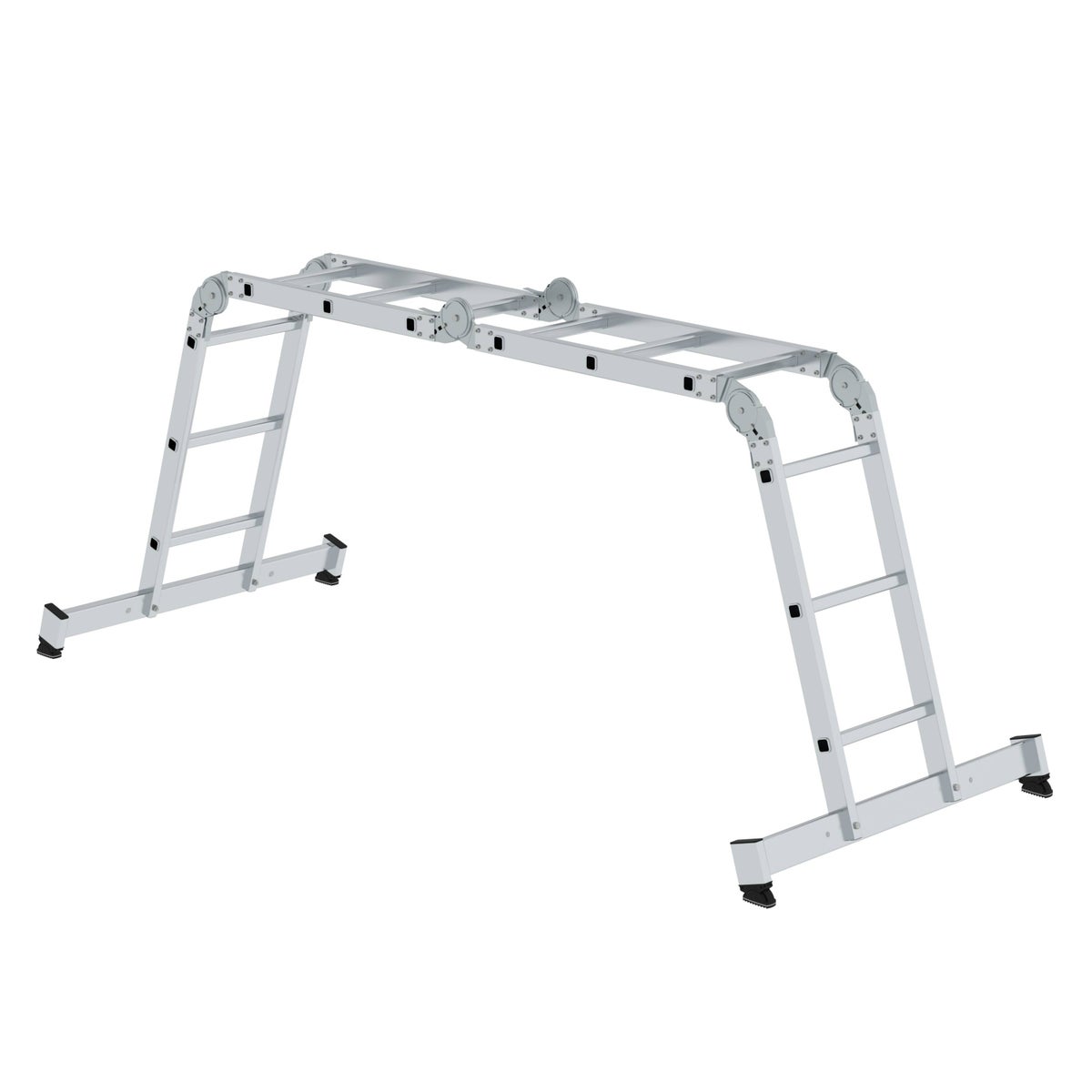 PROREGAL Multifunctionele ladder, 4-delig, met dwarsbalk en houten vlonder, 4 x 3 sporten