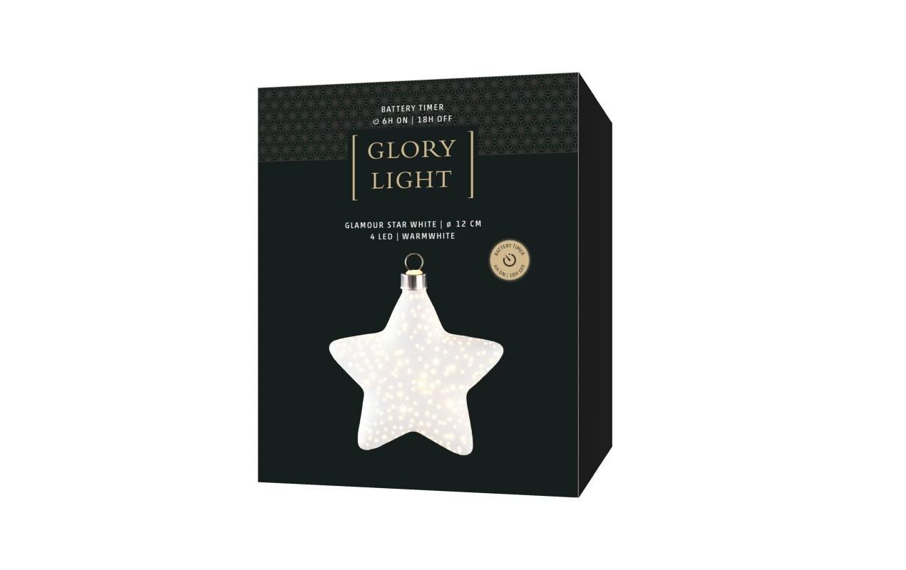 Hänger Glamour Star S, Ø 12 cm, WeissWeihnachtshänger für den Innenbereich