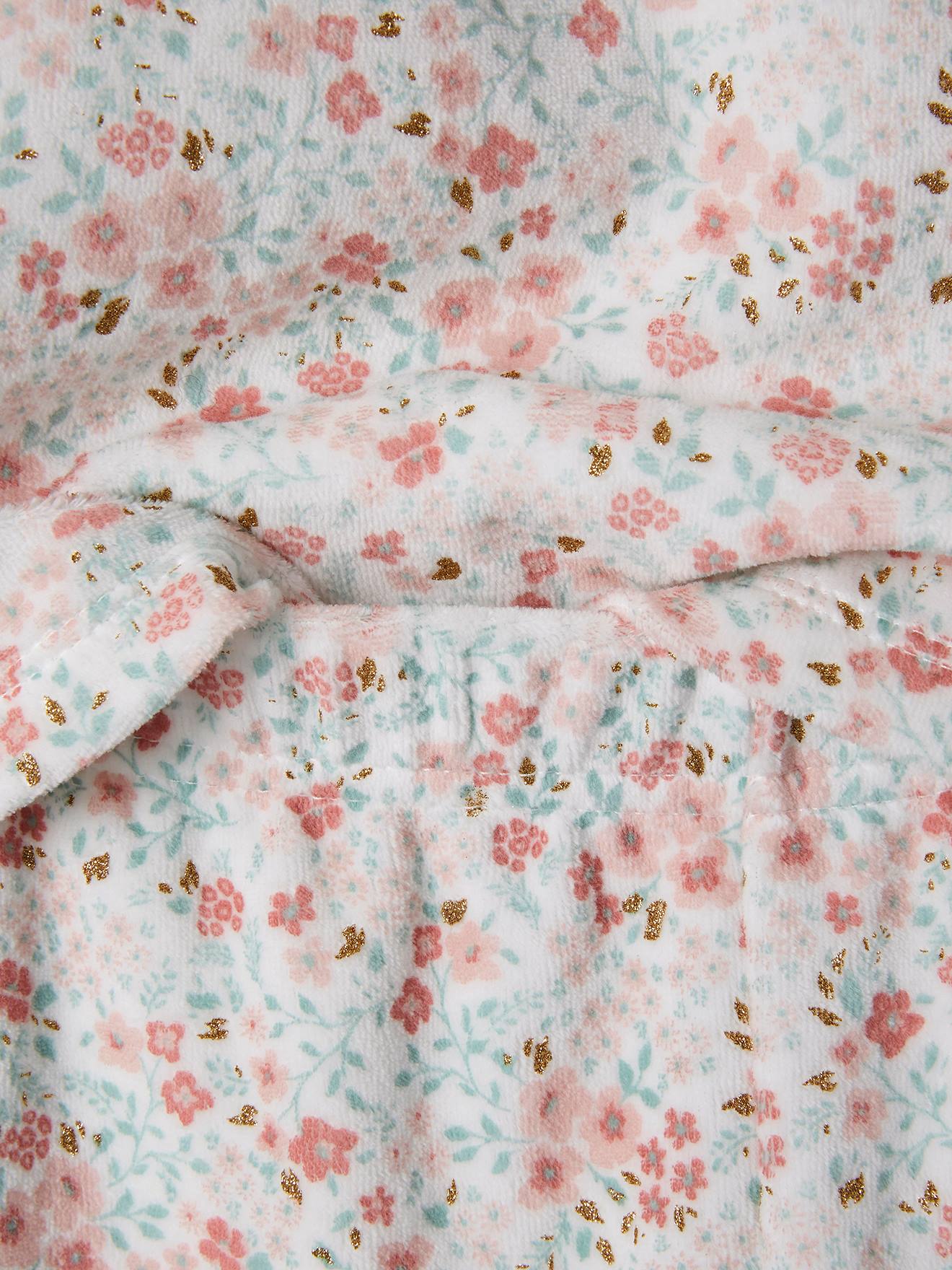 Conjunto de 2 pijamas de veludo com estampa floral, lisos em bege claro, para meninas.
