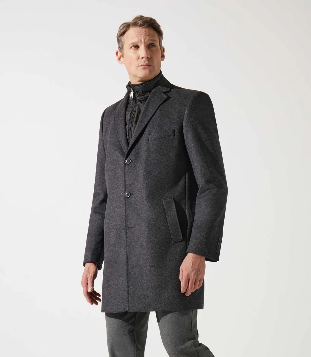 Manteau en laine et cachemire gris anthracite ISAOBT