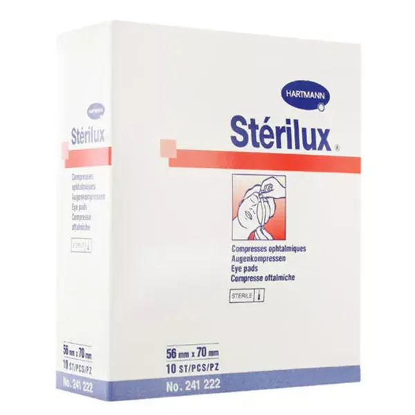 Compressas oftálmicas Hartmann Stérilux, 10 unidades, 56 x 70 mm