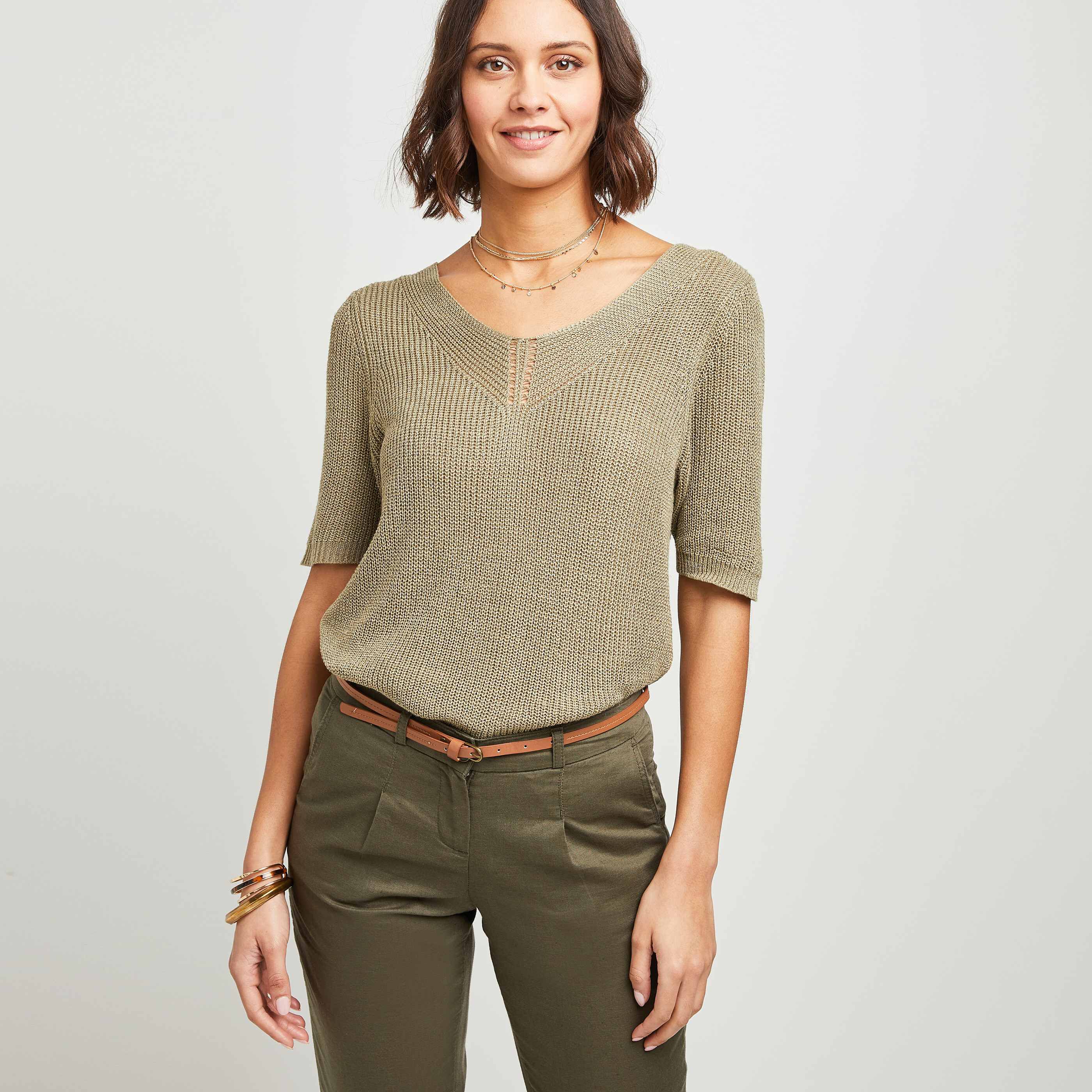 Pull maille femme - KAKI