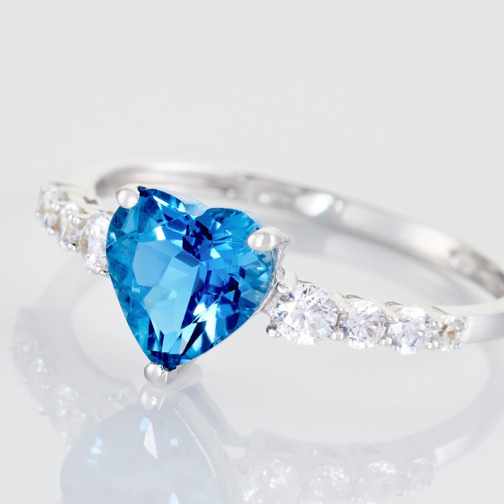 Bague Or Blanc Fany Topaze Oxydes De Zirconium