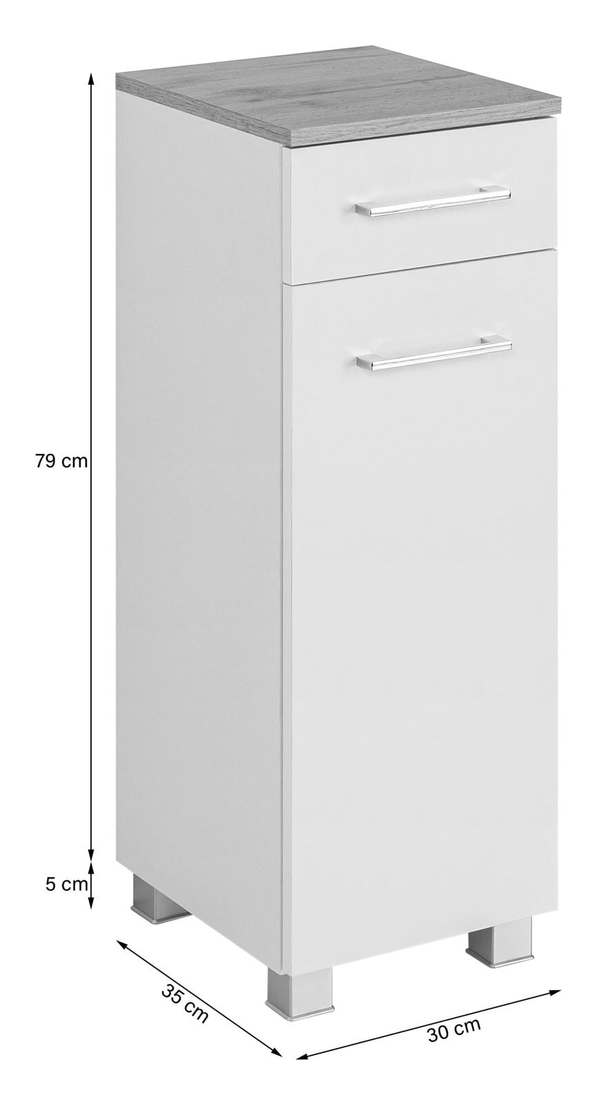 Unterschrank PARIS 30 x 64 cm Wotan Eiche/ Weiß matt