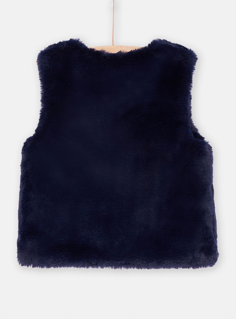Cardigan bleu nuit réversible fille