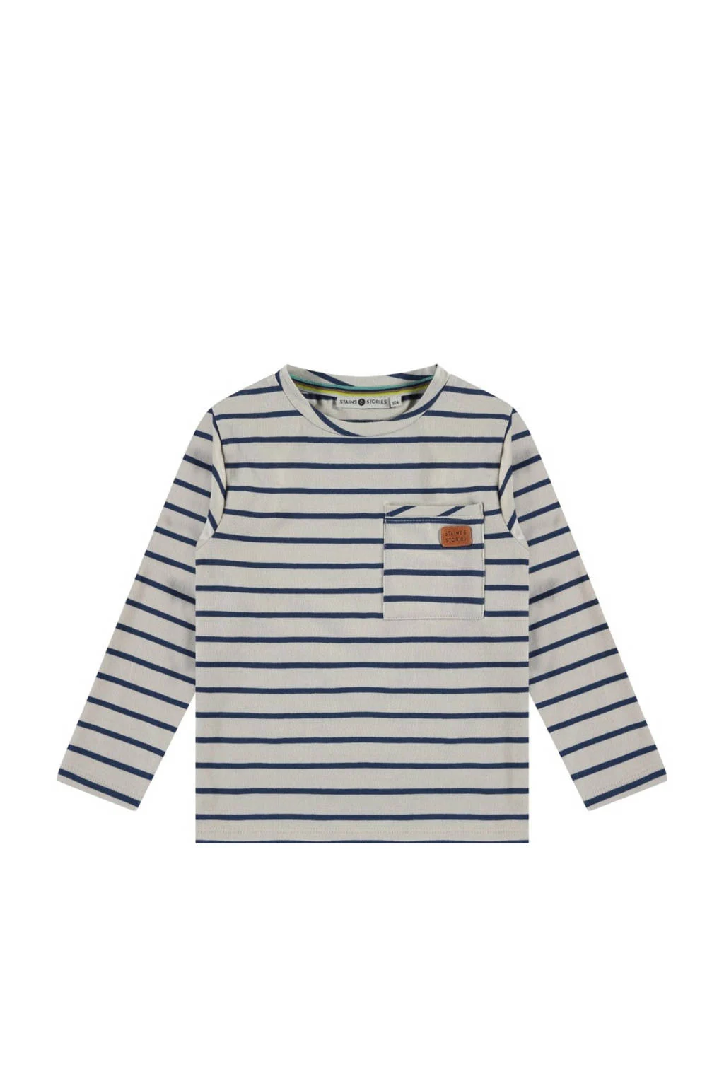 Stains&Stories gestreepte longsleeve ecru/blauw