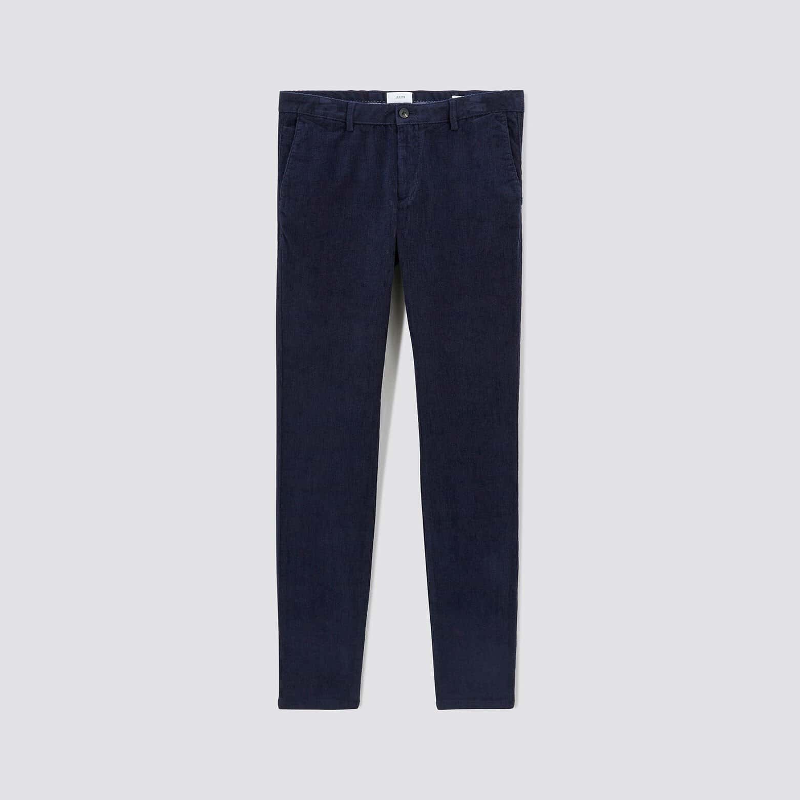 Pantalon chino en velours contient du coton recycl Bleu foncé