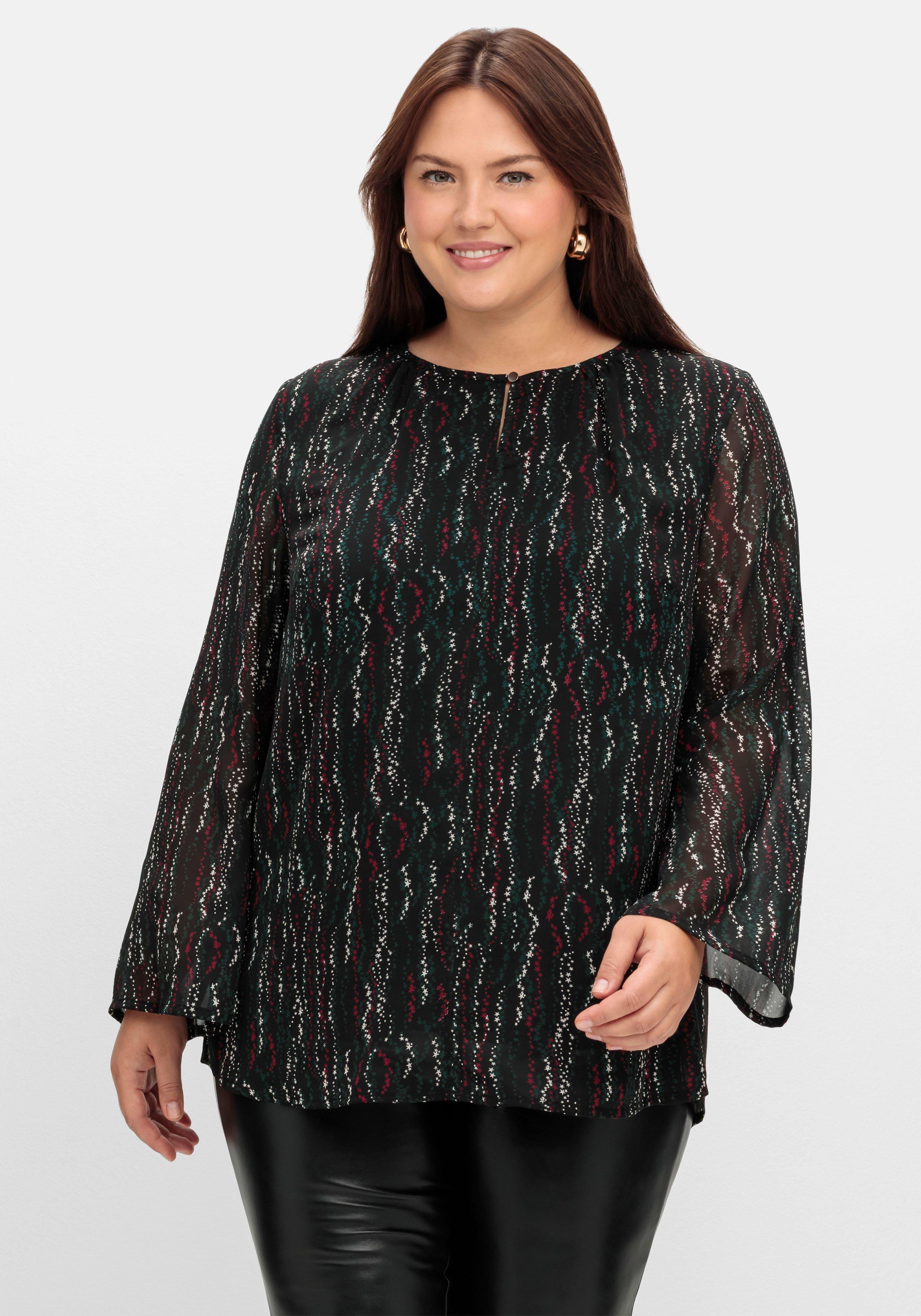 Gefütterte Chiffontunika mit Alloverprint
