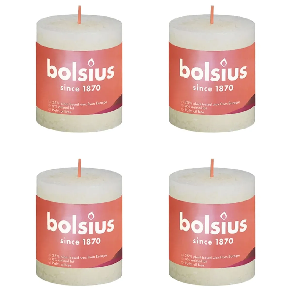 Bolsius Bougies pilier Shine 4 pcs Perle douce