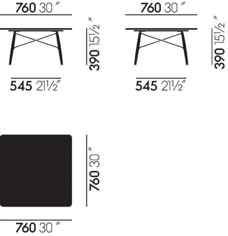 Vitra Eames Coffee Table 760 essen honing Walnotenhout