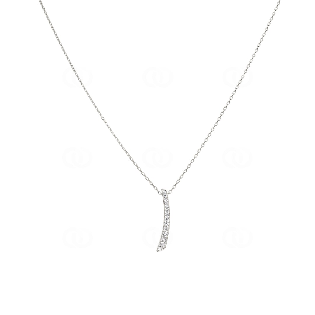 Collier mit Anhänger 925 Silber rhodiniert mit Zirkonia 43cm