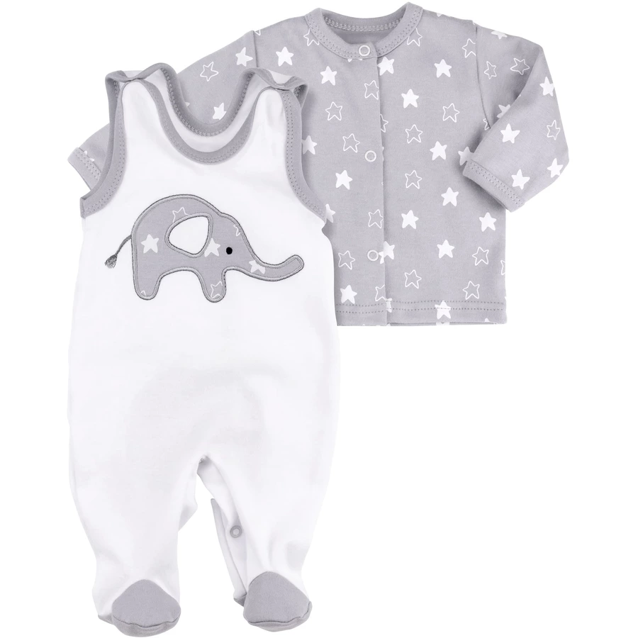 Baby Sweets 2tlg Set Strampler + Shirt Little Elephant weiß grau