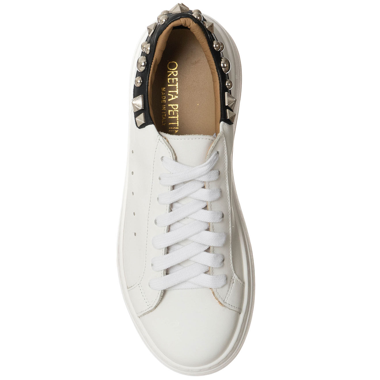 Loretta Pettinari Sneakers en Cuir Martina blanc/noir - Plateforme 4 cm