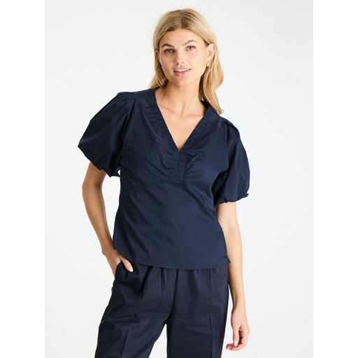 Neo Noir Irina Poplin Bluse, Navy, 34