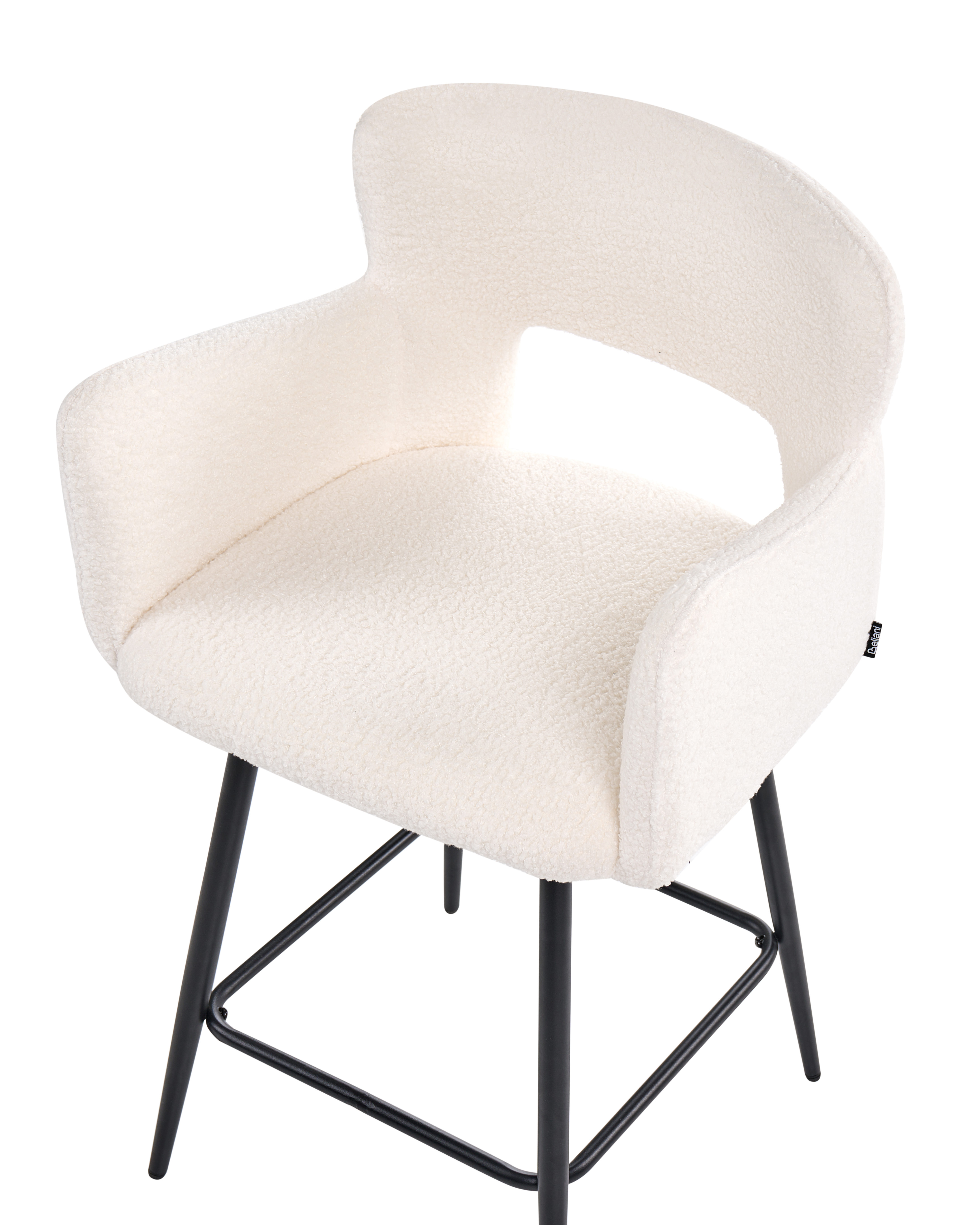 Set van 2 barstoelen SANILAC Bouclé Gebroken wit