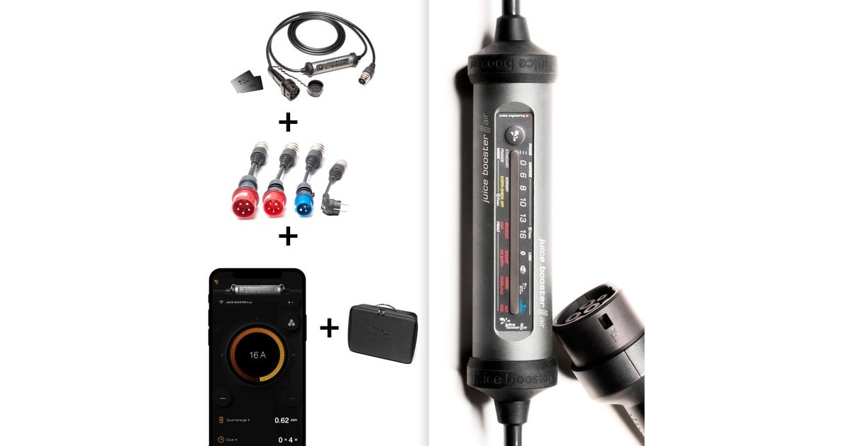 Juice TechnologyJUICE BOOSTER 3 air Country EU traveller set laadpaal  (Antraciet/zwart, 1,4 - 11 kW, 3,1 meter kabel, WLAN, BT)