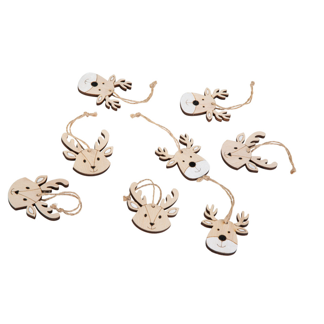 Dekohänger Rentierkopf - ca. 5-6 cm - 8 Stück