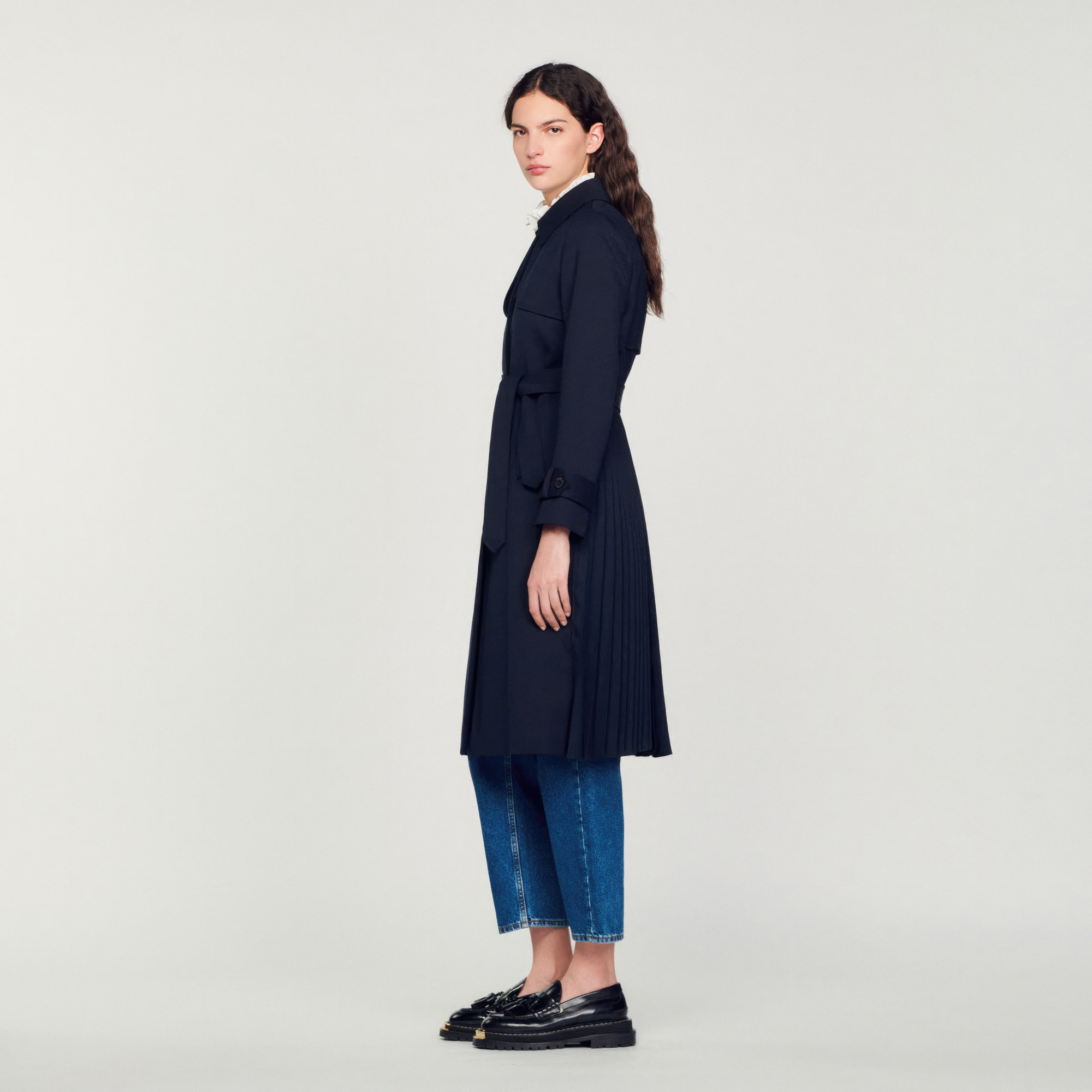 Trench-coat á empiécement plisse
