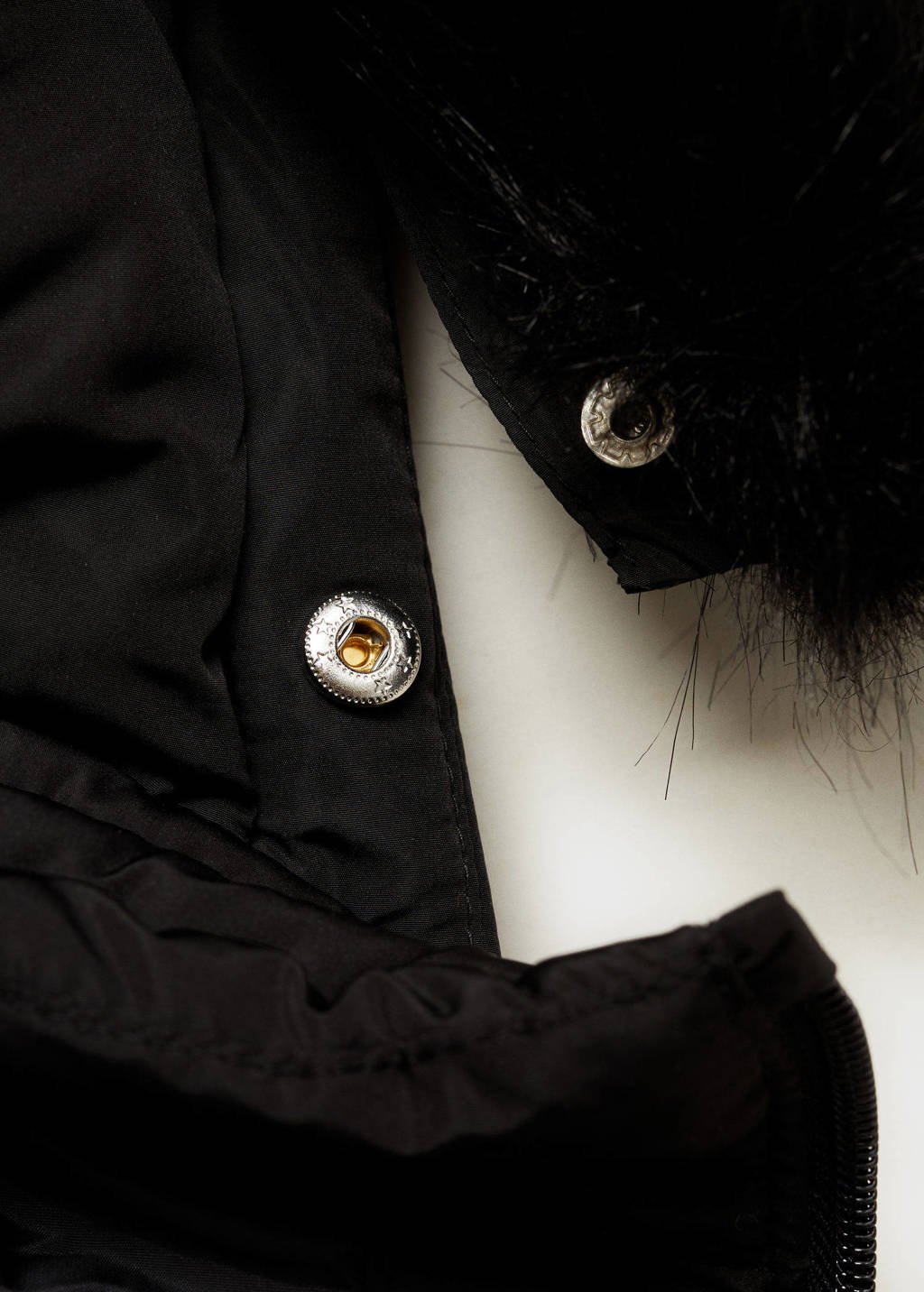 Mango Kids gewatteerde winterjas zwart