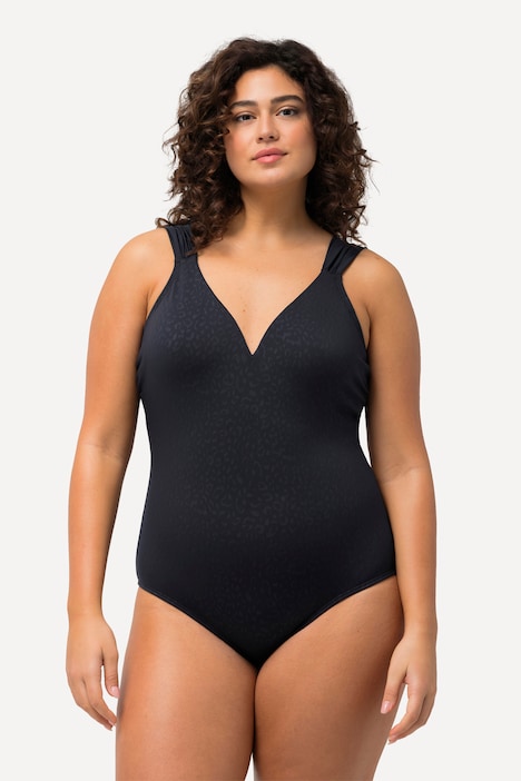 Badeanzug, Leo-Jacquard, Softcups, tiefer Rücken