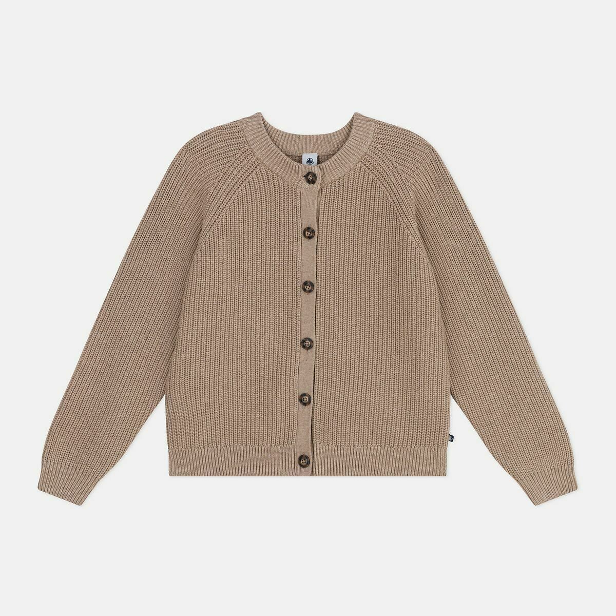 PETIT BATEAU<br>Cardigã feminino liso em lã e algodão