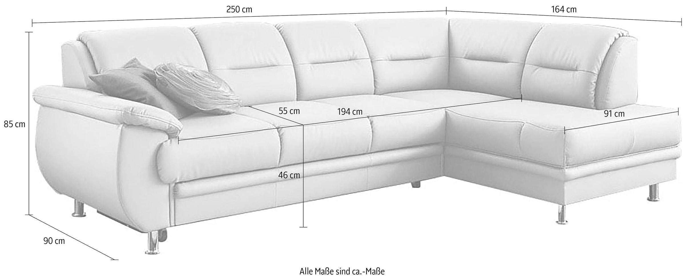 sit&more Ecksofa »Mailand L-Form, B: 250 cm« optional Bettfunktion