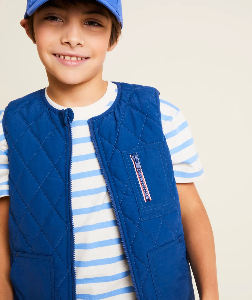 BLOUSON SANS MANCHES GARÇON MATELASSÉ BLEU NUIT