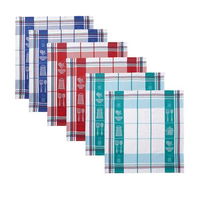 Torchons en coton jacquard motif ustensiles de cuisine - lot de 3 ou 6