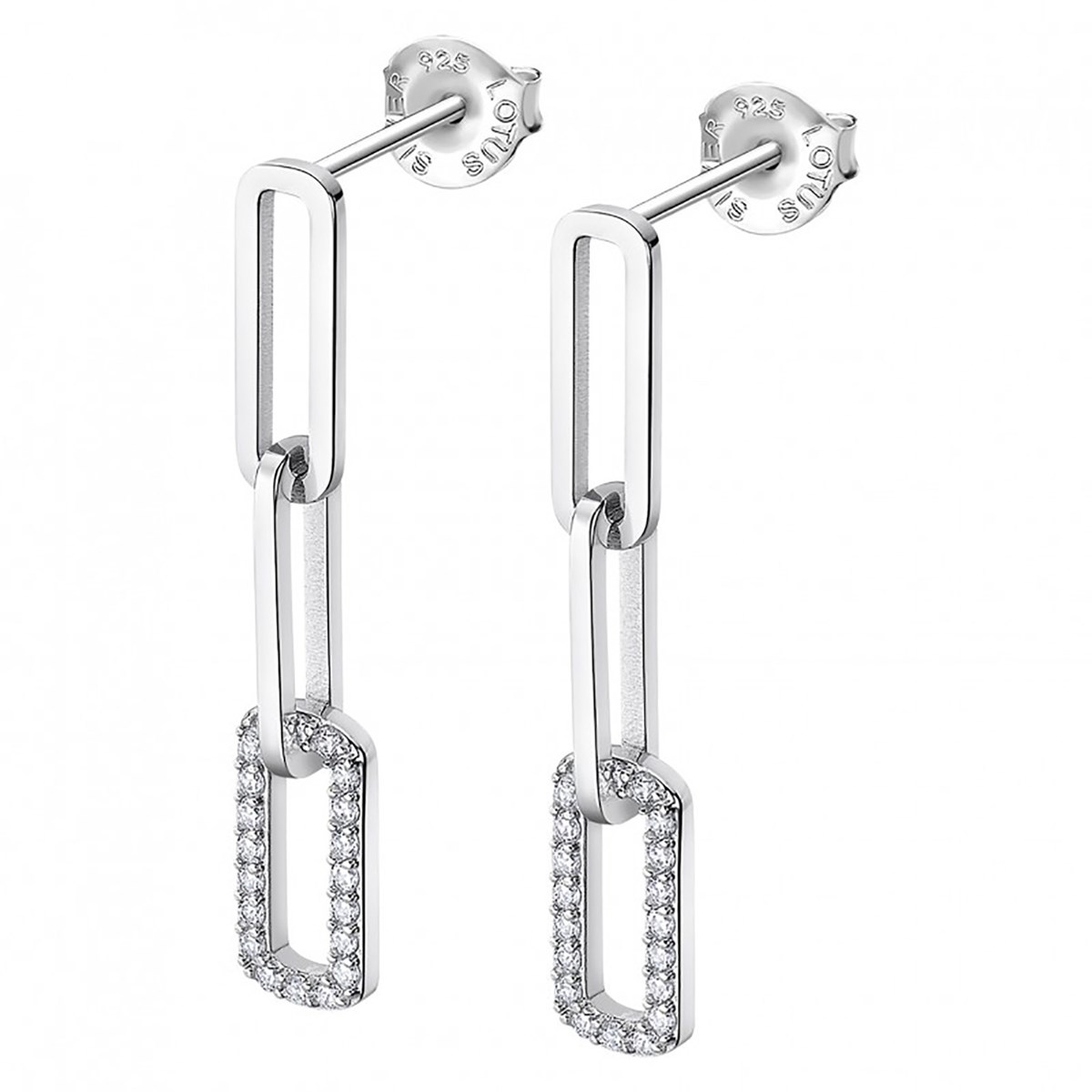 Boucles d'oreilles Lotus Silver Rectangle