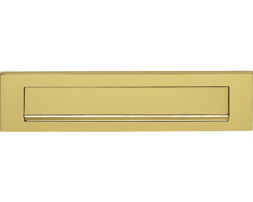 Rechthoekige brievenbus van Intersteel, 325/77 mm breed, gelakt messing met klep