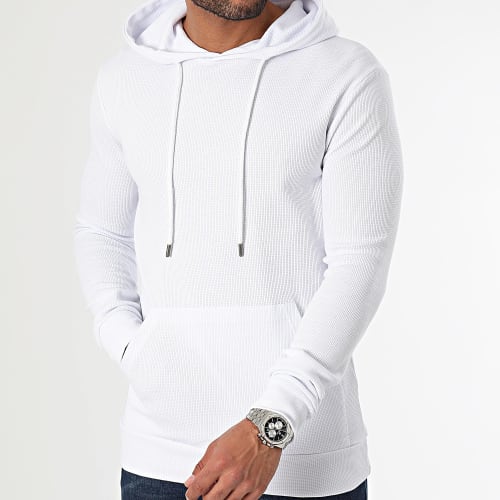 Sweat Capuche Texturé Waffle 3070 Blanc