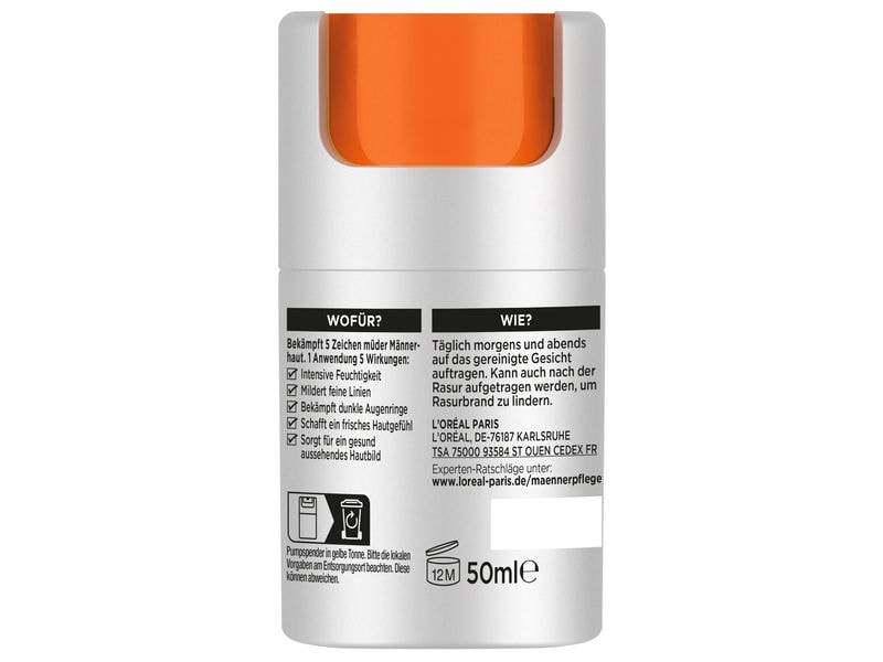 L'Oréal Men Expert Gesichtspflege Expert Day Cream Hydra En Feuchtigkeitspflege bekämpft mithilfe von Vitamin C und Proteinen müde Männerhaut