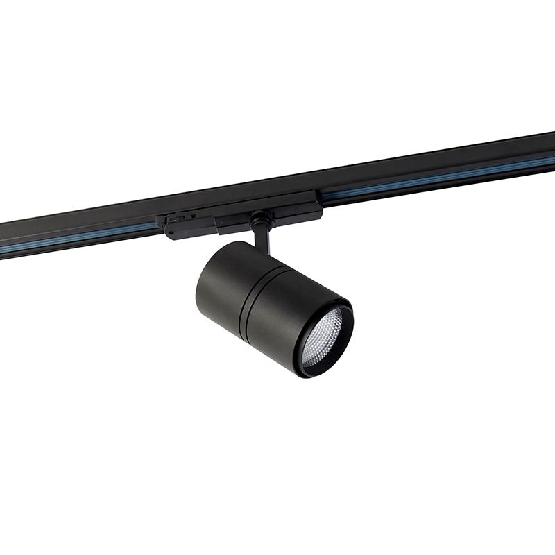 Moderne railspot zwart voor 3-fase rail incl. LED - 3-Phase Ruler