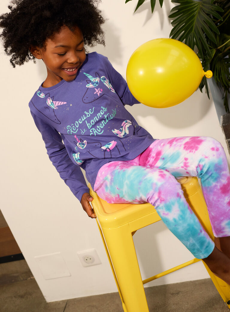 Pyjama phosphorescent animation licorne pour fille