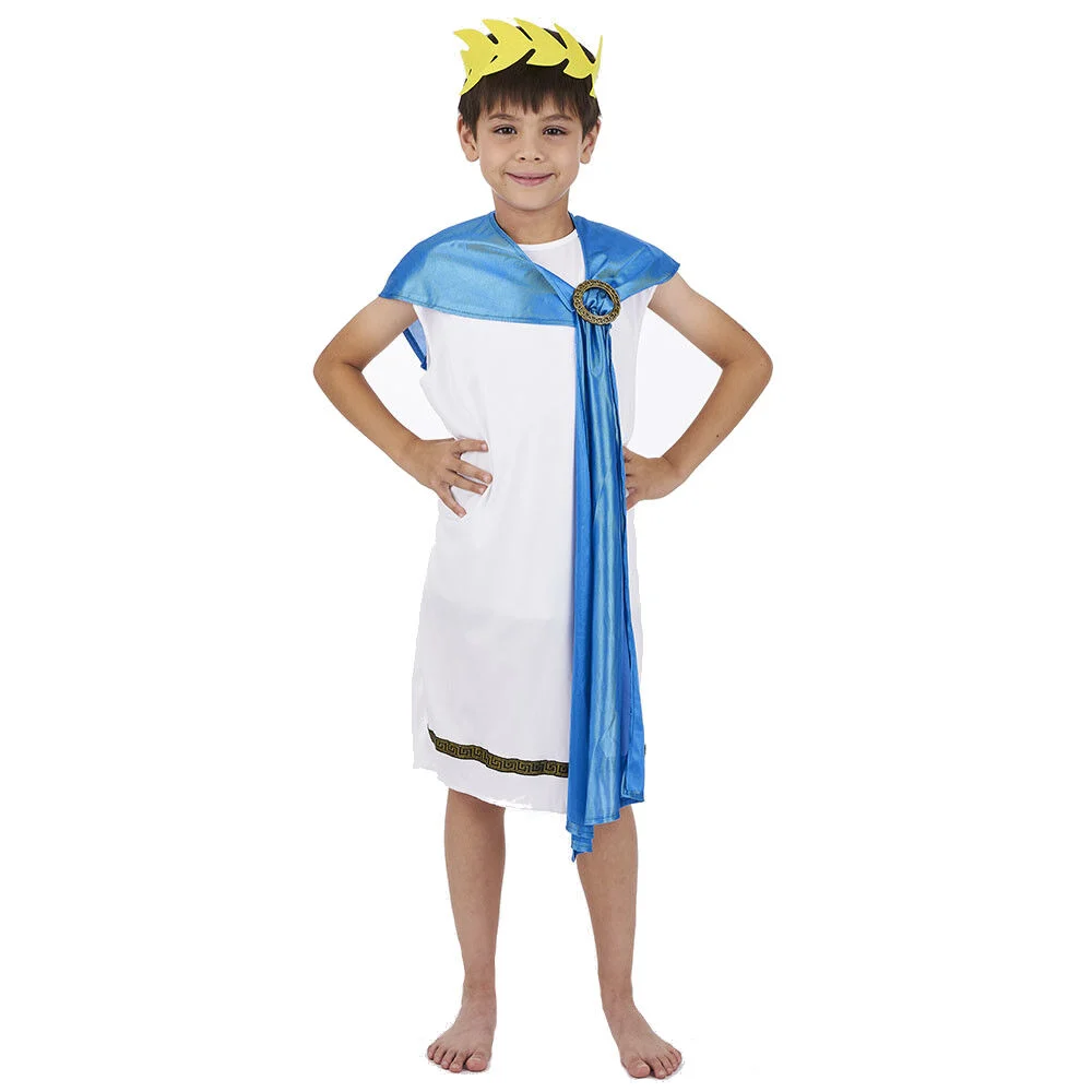 Déguisement garçon Dieu grec blanc et bleu 11/14 ans