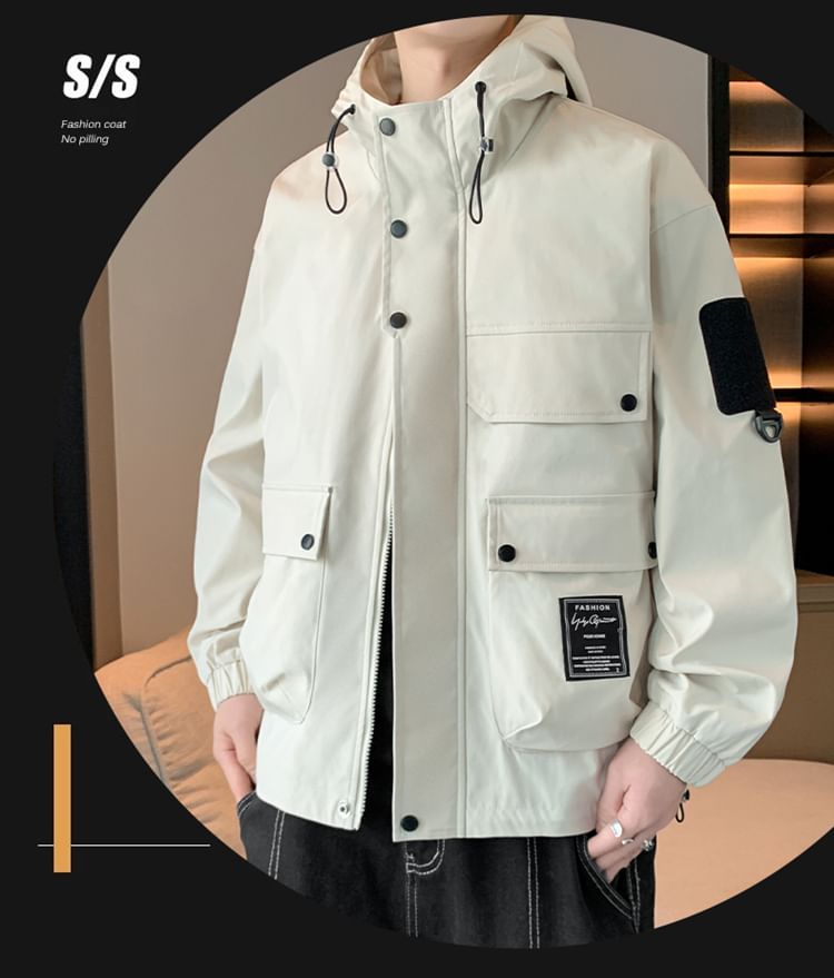 Bay Go Mall - Effen appliqué parka met capuchon