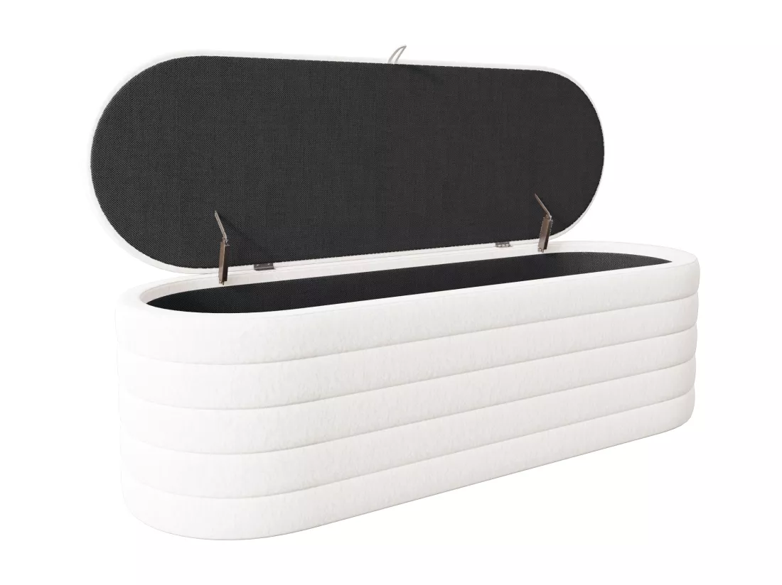 Banc coffre de rangement en Flanelle - 120 x 40 x 40 cm - Blanc