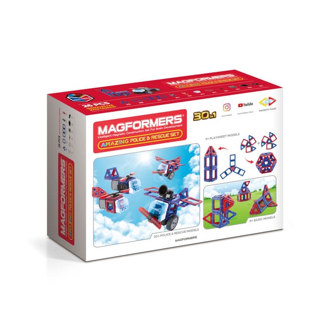MAGFORMERS - Police & Rescue Set - Magnetspielzeug - 26 Teile