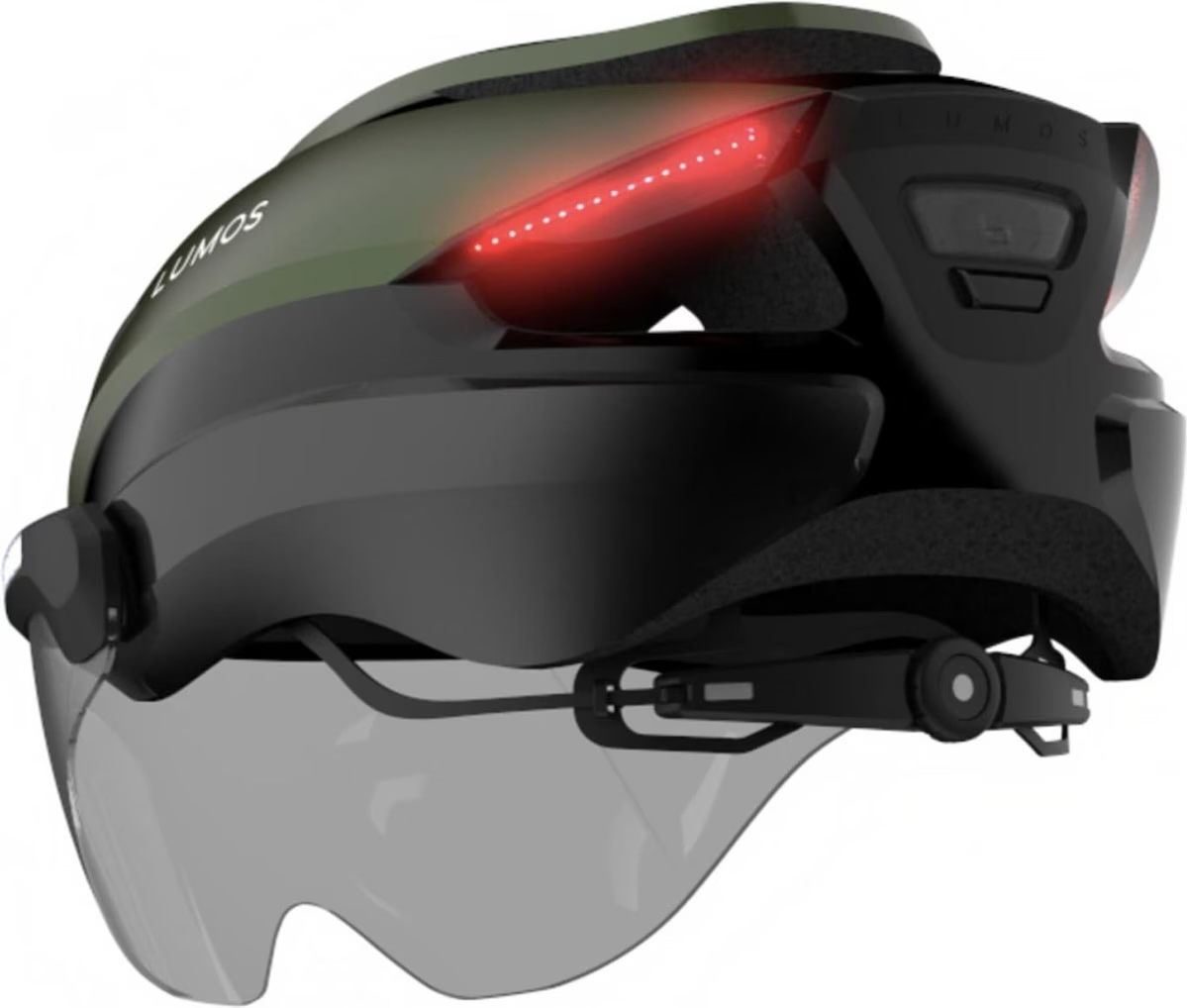 (Gr. M/L) Ultra E-Bike Verstellbarer Fahrrad Helm Velo Kopf Schutz mit Front- und Rücklicht / Blinkerfunktion / Visier - Grün