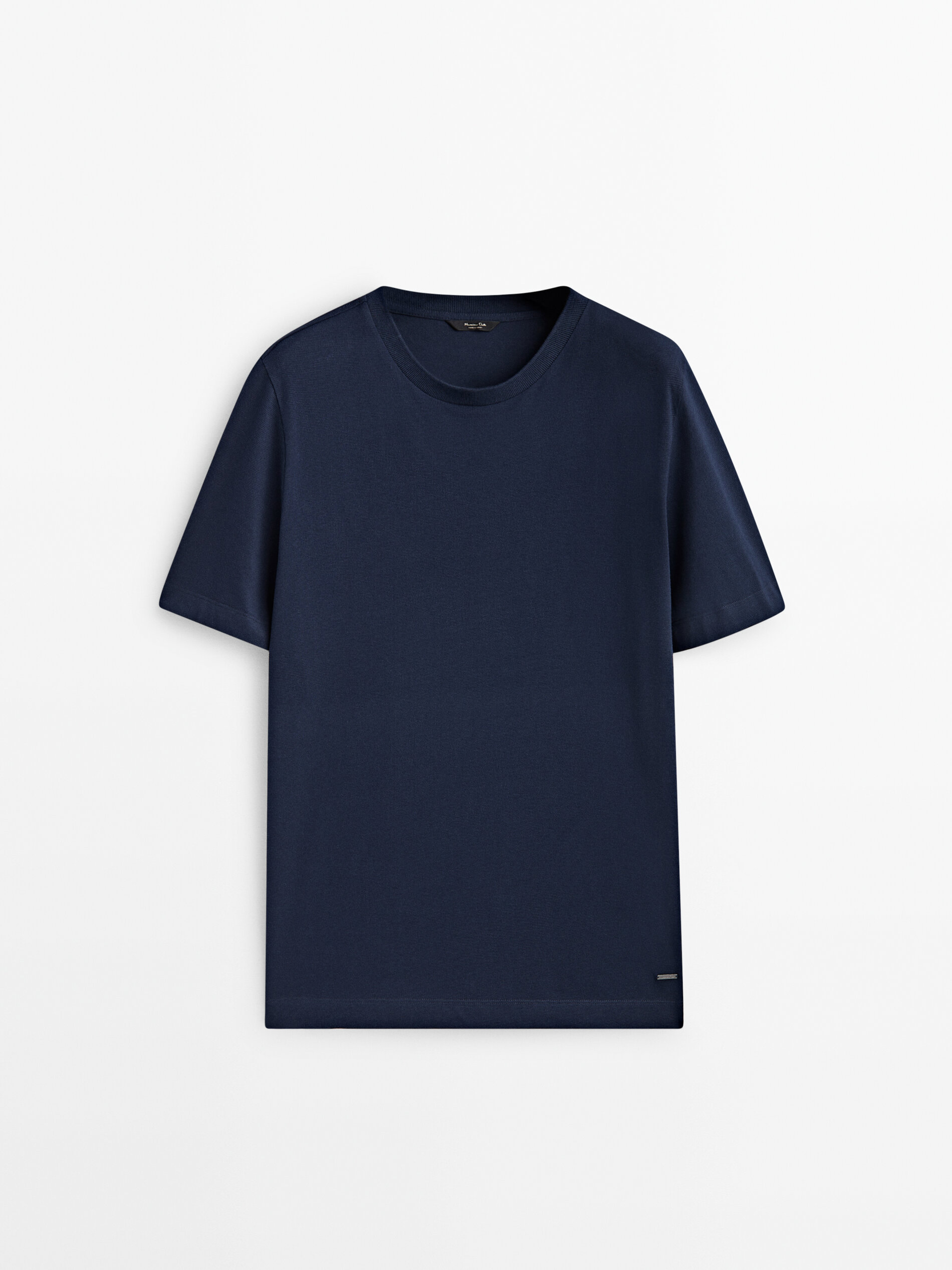 Camiseta de algodão com estrutura de mangá curto - AZUL MARINHO
