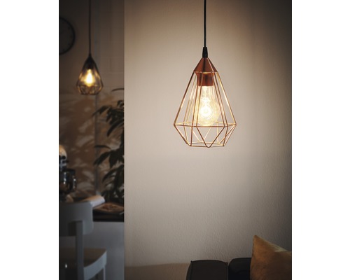 1-lamps hanglamp Ø 17,5 cm koperkleurig