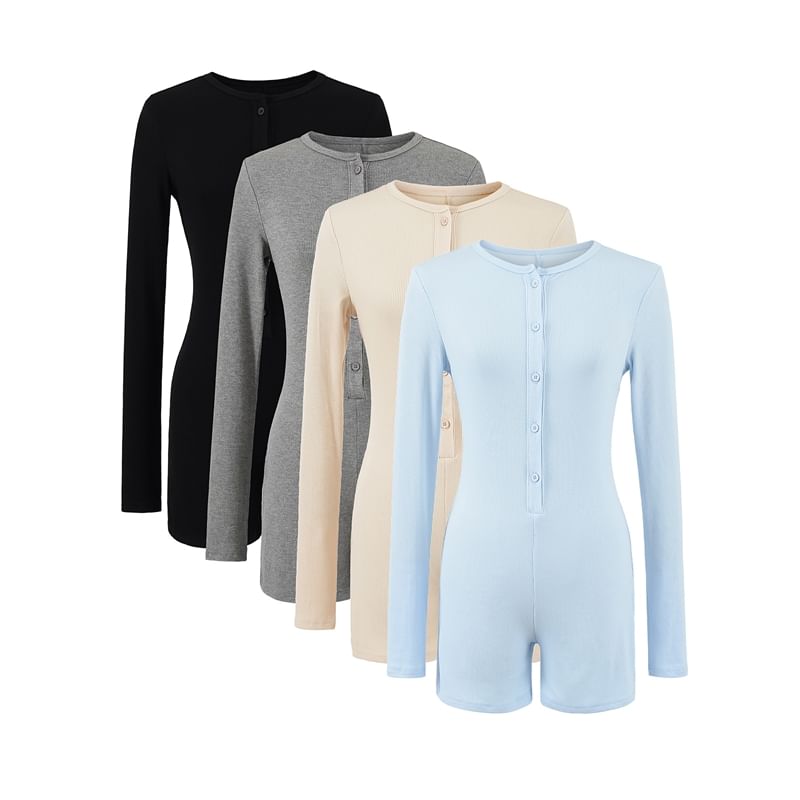 Ulark - Lange mouwen Henley effen romper