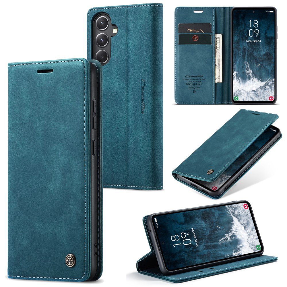 Samsung Galaxy S23 FE Leder Tasche Flip Wallet Etui mit Kartenfächern - Blaugrün