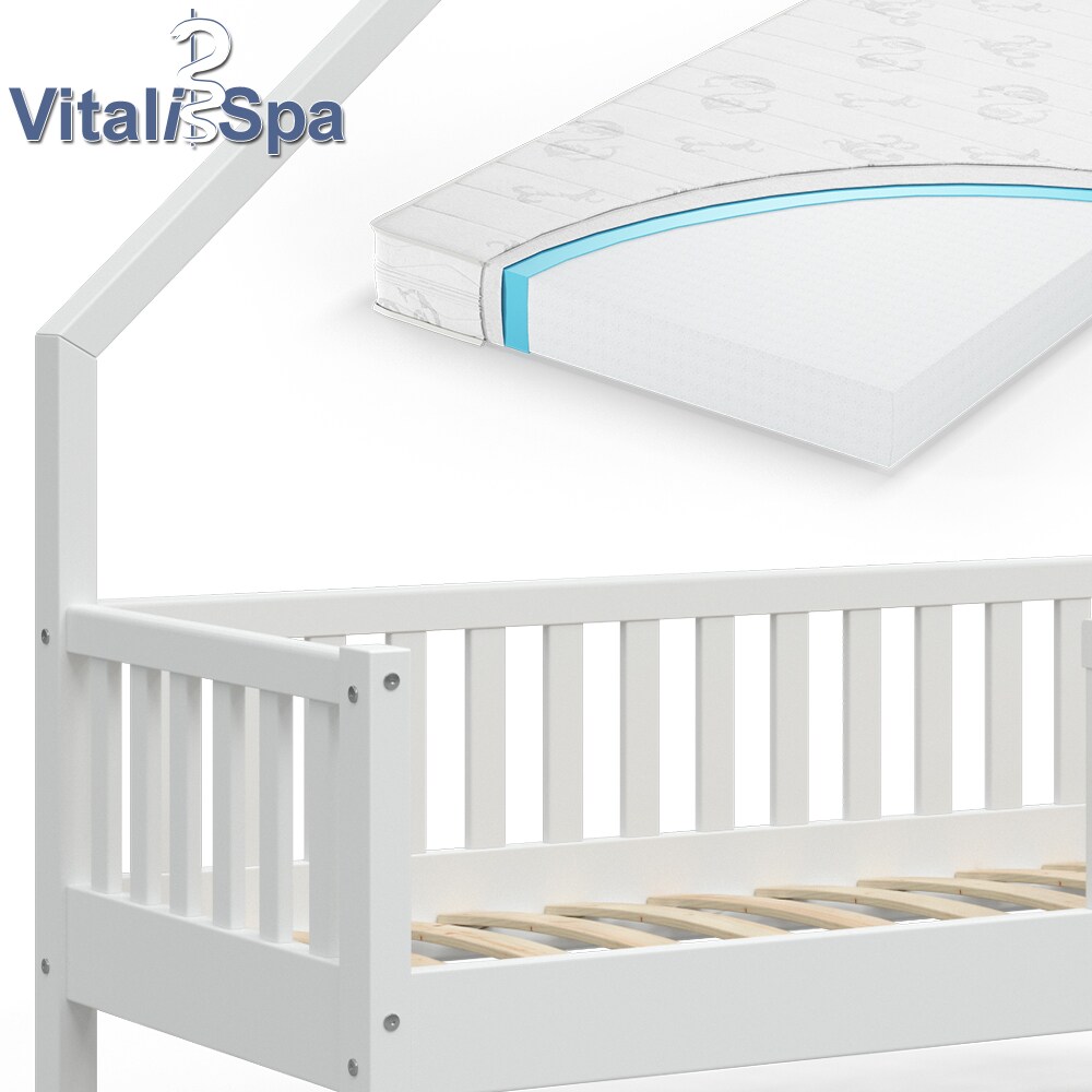 VitaliSpa Hausbett Kinderbett Spielbett Noemi 70x140cm Schubladen Rausfallschutz