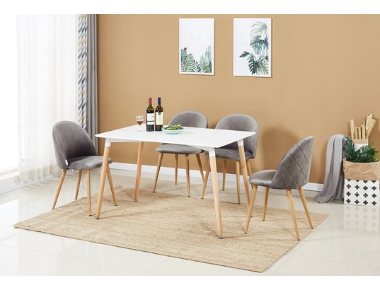 LIFE INTERIORS - Ensemble table et chaises Lucia - table à manger rectangulaire blanche + 4 chaises en...