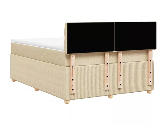 Sommier à lattes de lit avec matelas Crème 160x200 cm Tissu