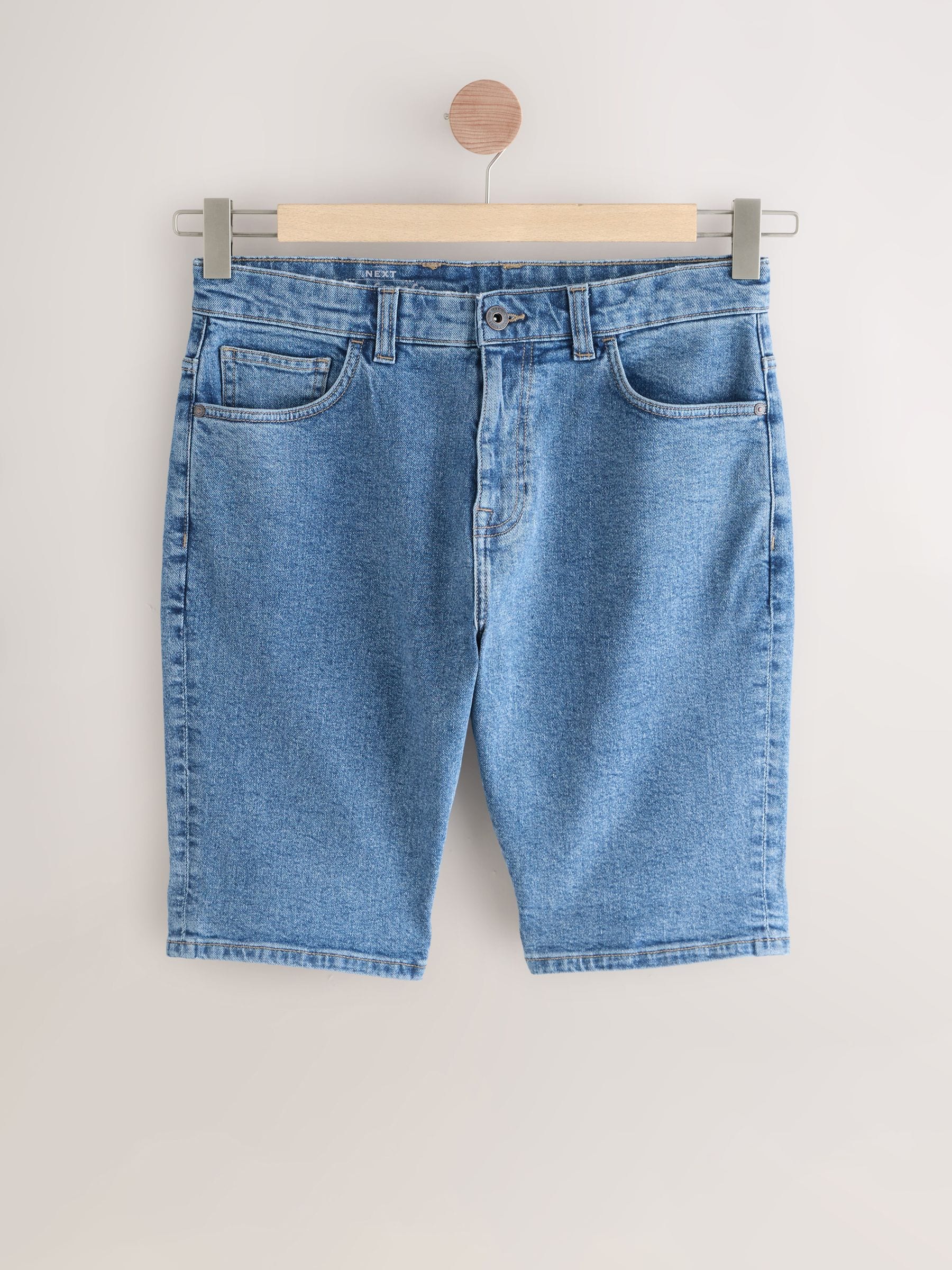 Lichtblauw - Slim Fit - Stretch denim short